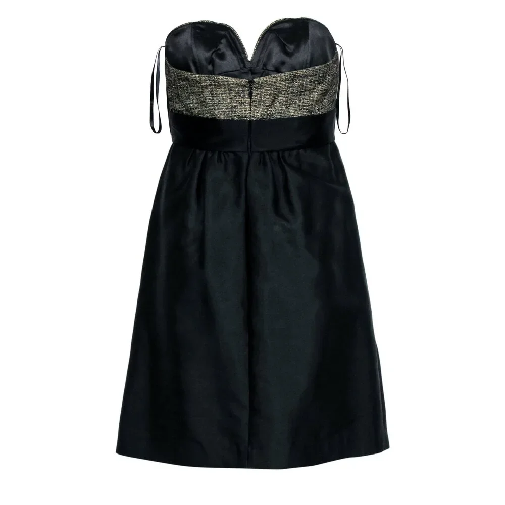 Milly - Gold Metallic Strapless w/ Black Bottom Sz 2